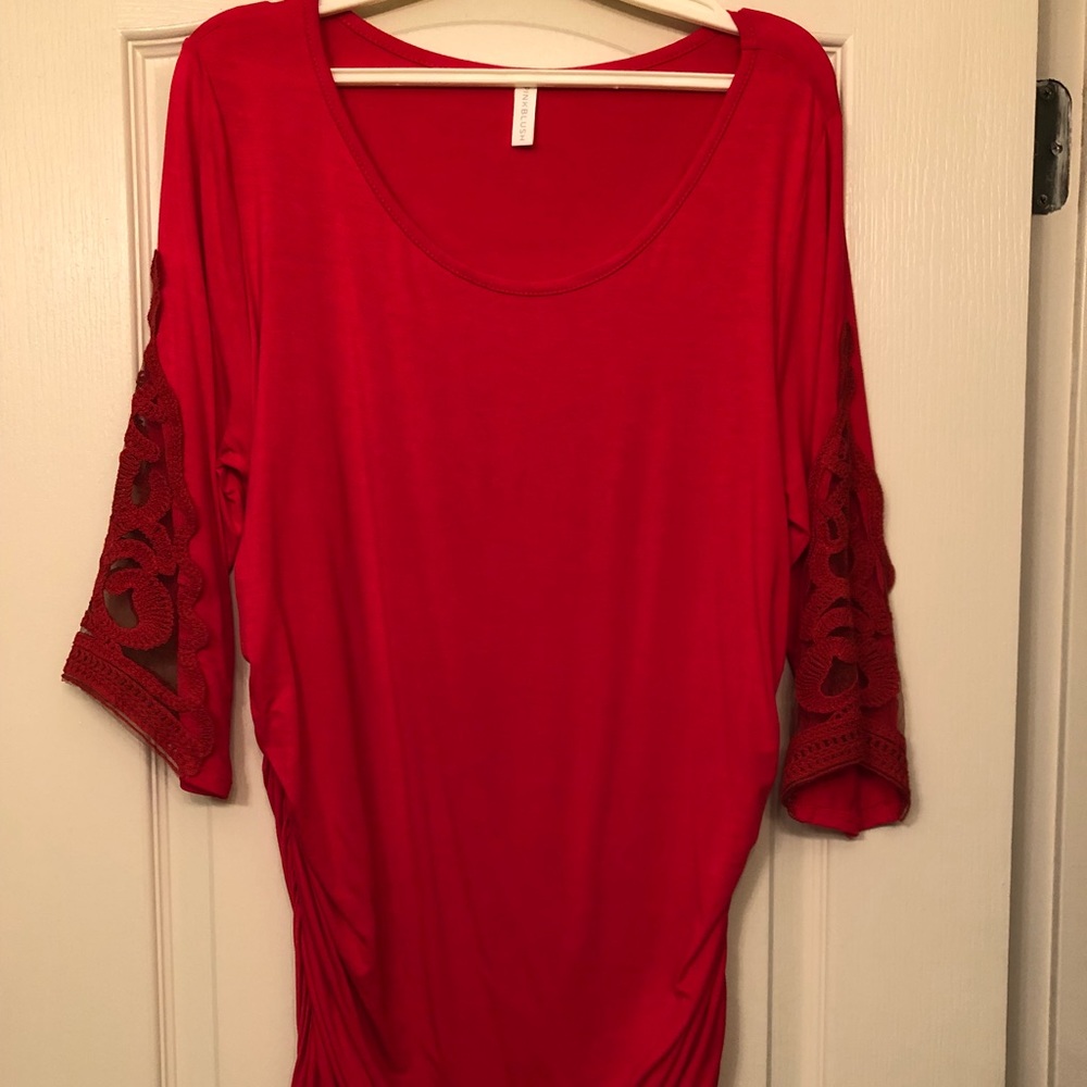 Red maternity Pink Blush top